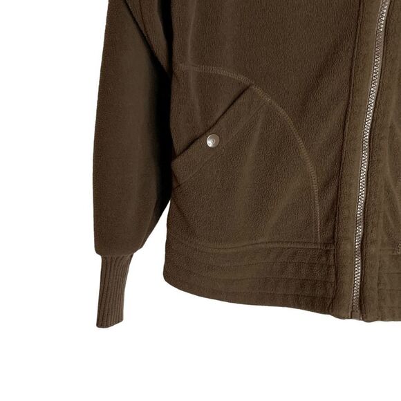 Snozu Women's size Medium Brown Fleece Sweater trim Full Zip Front Jacket - Picture 6 of 10